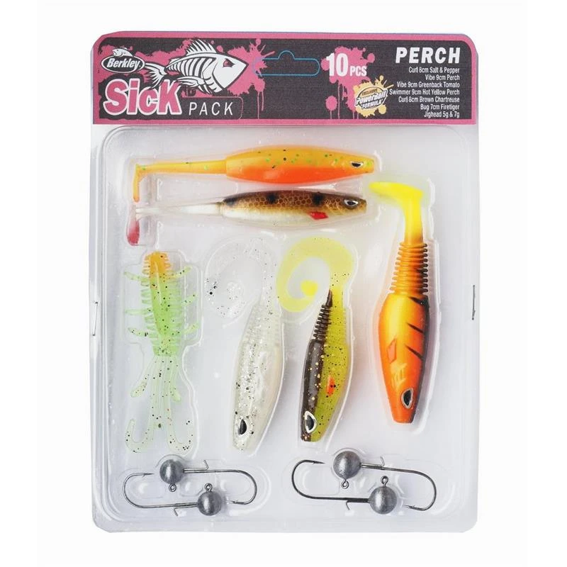 KIT LEURRES SOUPLES ARMÉS BERKLEY SICK PERCH PACK 3 KIT LEURRES SOUPLES ARMÉS BERKLEY SICK PERCH PACK