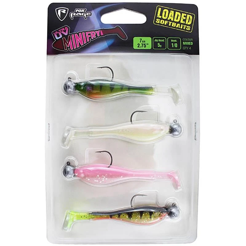 KIT LEURRES SOUPLES FOX RAGE MINI FRY LOADED UV MIXED COLOUR PACK 3 KIT LEURRES SOUPLES FOX RAGE MINI FRY LOADED UV MIXED COLOUR PACK